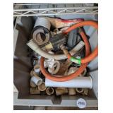 TOTE FULL OF PLUMBING AND HOSE COMPONENTS