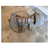 VINTAGE CAST IRON BELT DRIVEN BENCH GRINDER