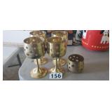 (4) VINTAGE BRASS GOBLETS VOTIVE CANDLE HOLDERS
