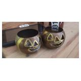 (2) VOTIVE CANDLE PUMPKIN HOLDERS