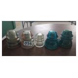 (5) VINTAGE  GLASS INSULATORS