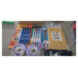 STATIONARY LOT, PENCILS, PENS, TAPE, ETC.