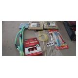 MISC. LOT, NAPKINS, DOG LEASH, FLY RIBBONS, ETC.