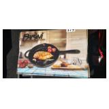 PARINI CAST IRON 10" GRILL PAN SKILLET, NEW IN BOX