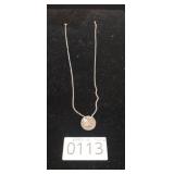 STERLING SILVER NECKLACE W/ 1854 HALF DIME