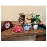 LOT OF GOODIES *CANDLES, CLOCK, CANDLE HOLDER PLUS