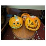 2 LIGHTED PUNKINS AND TRICK OR TREAT PAIL *ONE BRO