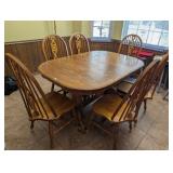 KITCHEN TABLE W/ 6 CHAIRS *ONE BAR MISSING ON CHAI
