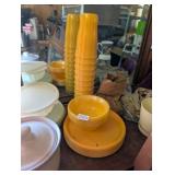 YELLOW PLASTIC DISHES