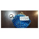 MID CENTURY BEADED COIN PURSE KEYCHAIN