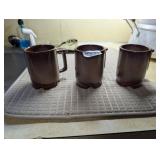 (3) STONEWARE COFFEE CUPS