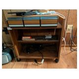 ROLLING CART WITH CASSETTES AND 8TRACKS