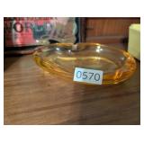 YELLOW GLASS ASHTRAY