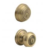 Kwikset Juno Antique Brass Exterior Entry Knob and