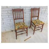 Lot of 2 - Spindle Leg Cane Seat Chairs, Vintage o