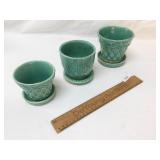 Lot of 3 Green Ceramic Planters, McCoy and Others,