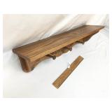 Oak Shelf with Plate Slot and Coat Hooks