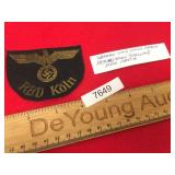 WWII Era German Nazi Arm Patch, RBD Koln, Reicksba