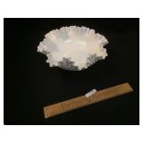 Round Double-Crimped Bowl in Hobnail Milk Glass, V