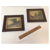 Lot of 2 Prints in Walnut Frames, Vintage or Antiq