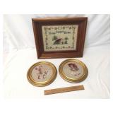 Lot of 3 Needlepoint Art Items
