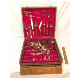 Goldtone Flatware Set from Bangkok Thailand, Vinta