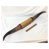 Bull Horns on Leather Mount, Large, Vintage