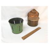 Lot of 2 Items, Dry Measure and Salt Bin, Vintage