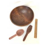 Wood Bowl and Butter Presses, Vintage