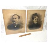 Lot of 2 Portraits, Antique