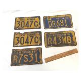 Lot of 5 PA or Pennsylvania Licence Plates. 1950