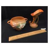 Lot of 2 Roseville Pottery Vases, Bushberry Cornuc