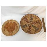 Lot of 2 Native American Indian Woven Baskets or T