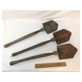 Lot of 3 US Military Folding Shovels or Intrenchin