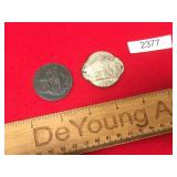 Lot of 2 WWII Era German Nazi Pins or Tinnies