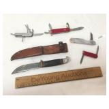 Lot of 5 Knives or Knife Collection, Western, Swis