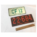 Lot of 2 License Plates, 1921 and 1973