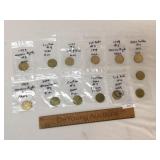 Lot of 13 Sunoco Presidential Coins or Tokens