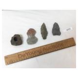 Lot of 4 Native American Indian Artifacts