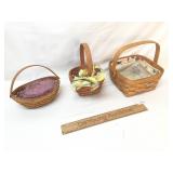 Longaberger Lot of 3; 1993 Crocus Basket, 2005 A V