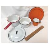 Lot of 5 Graniteware or Enamelware Pieces, Vintage