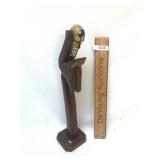 Carved Wood Religious Figure, Man at Altar, Vintag