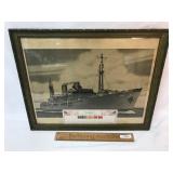 Print, WWII Ship USS Birgit, Vintage