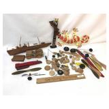 Lot of Wood or Wooden Toys and Craft Items