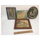 Lot of 4 Framed Prints, Vintage or Antique