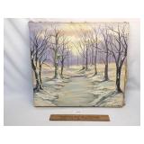 Original Oil on Canvas, Winter Scape, by Artist, W