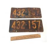 Lot of 2; 1925 Matching Pennsylvania License Plate