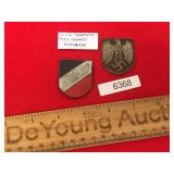 Lot of 2; WWII German Nazi Pith Helmet Insignia