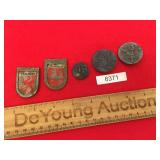 Lot of 5 WWII Era German Nazi Pins or Tinnies