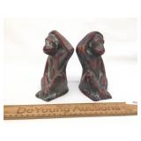 Lot of 2 Monkey Figure Bookends